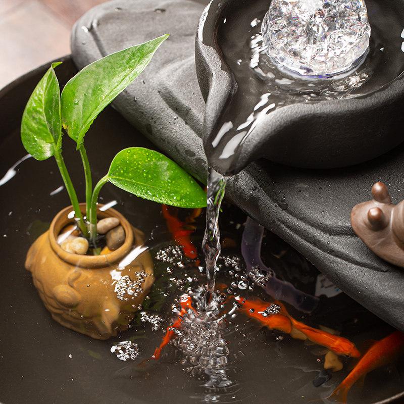 미니 분수 인테리어 탁상용 풍수 세라믹 돌수반 가습기