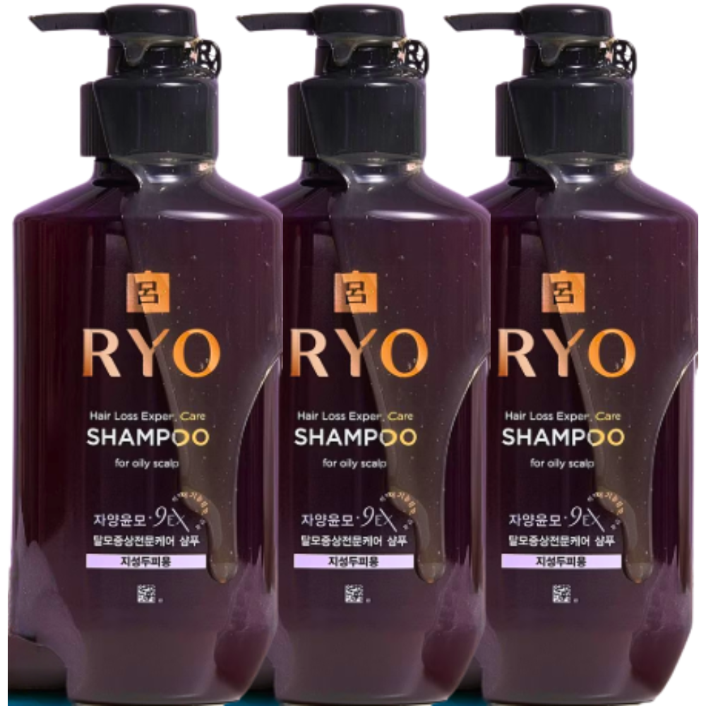 려 자양윤모 9ex 탈모전문케어 샴푸 지성두피용 400ml x3개 - 상품 이미지