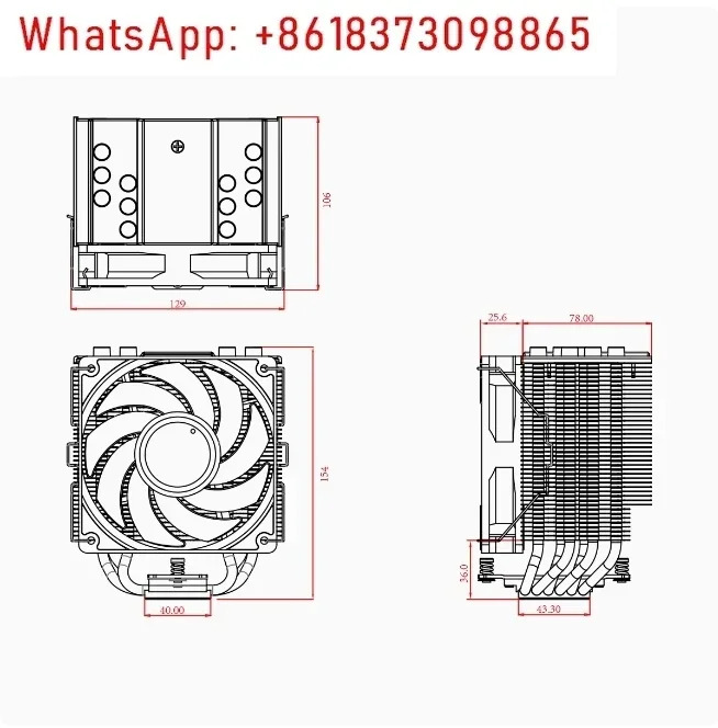 SE-226-XT Argb 공냉식 라디에이터 CPU 팬 온도 제어 6 히트 파이프 PWM 지원 1700 AM4