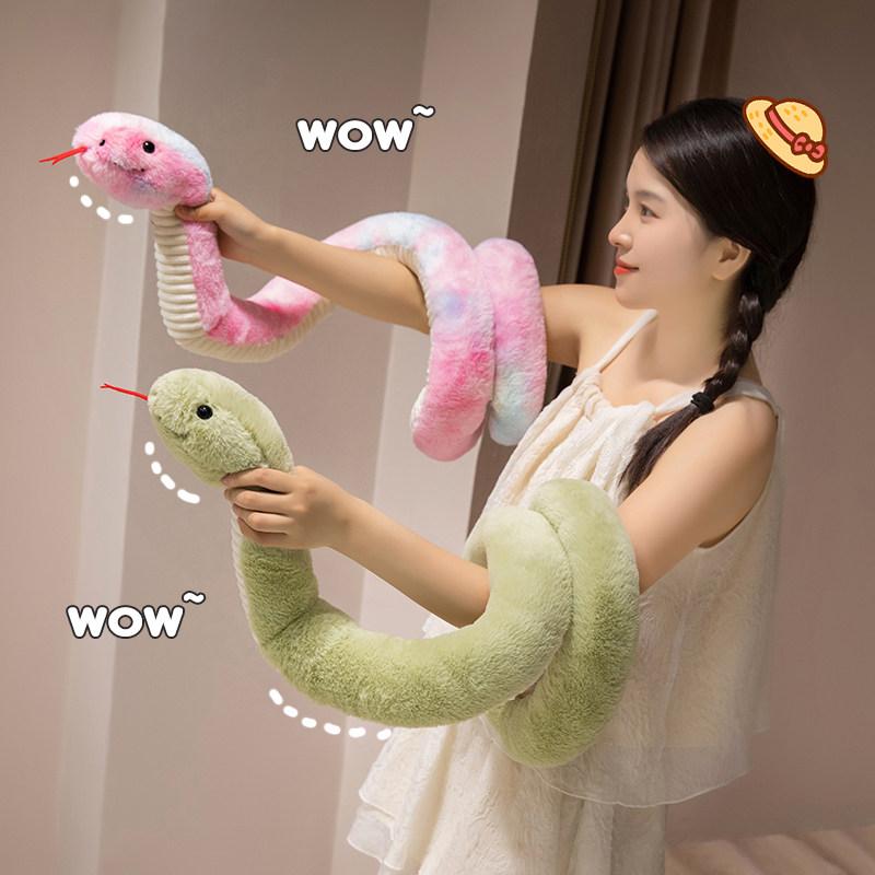 뱀 인형 쿠션 뱀베개 애착 선물용 녹색 뱀 120cm - 상품 이미지