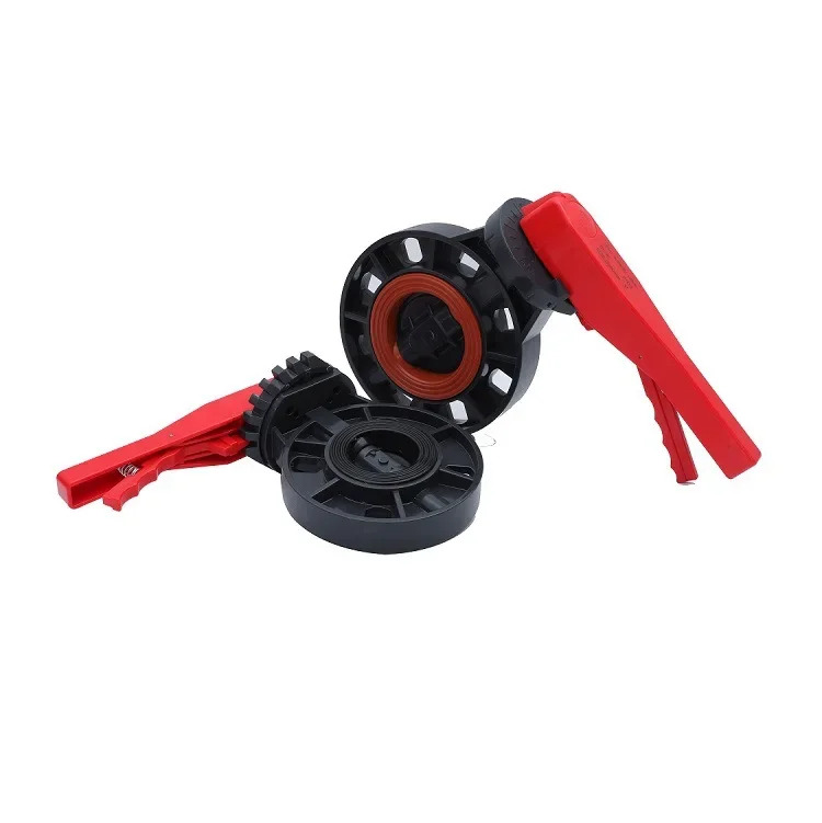 Sanyou UPVC 화학 회색 EPDM 웨이퍼 핸들 버터플라이 밸브 63-200mm 수동 씰링