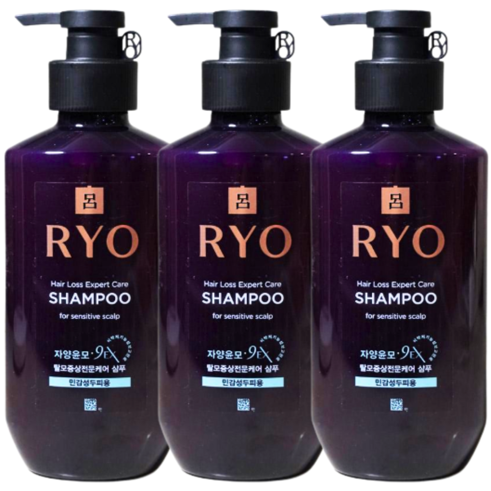 려 자양윤모 9ex 탈모전문케어 샴푸 민감두피용 400ml x3개 - 상품 이미지