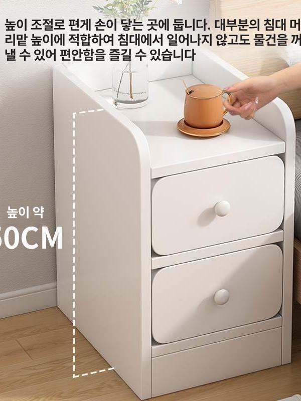 침대 거실 틈새 원룸 수납 슬림 서랍장 좁은 조립 침실 웜화이트 이중 서랍 40cm - 상세 이미지 3
