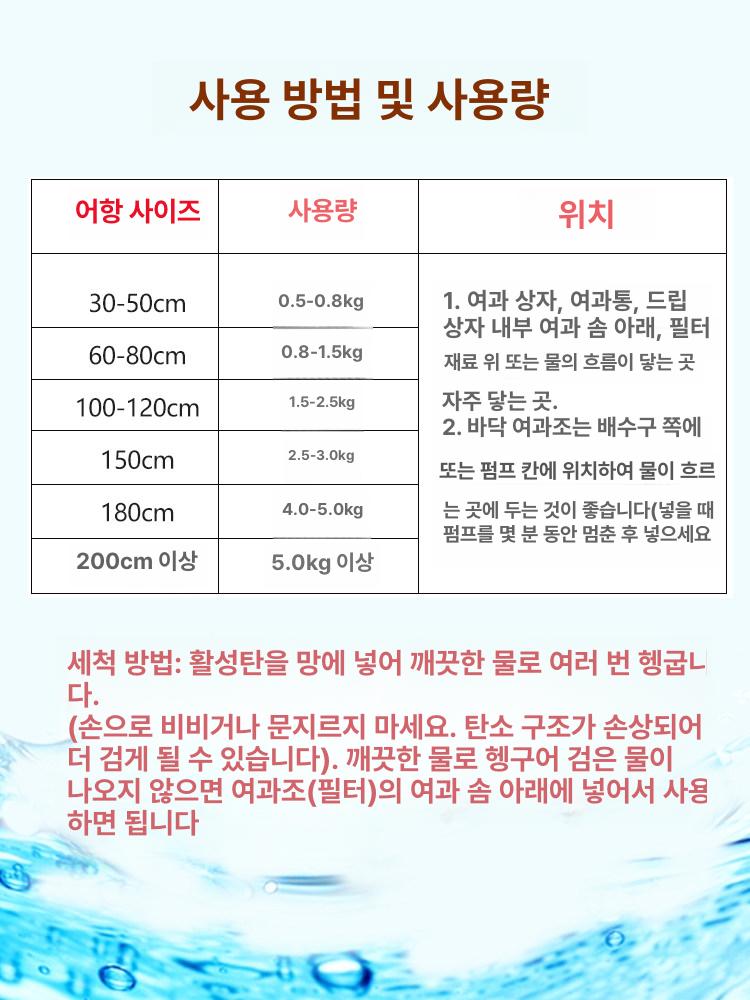 활성탄 수족관 숯 냄새 제거 탄소 테트라 여과기 프리 필터 어항 가정용 분말 - 상세 이미지 4