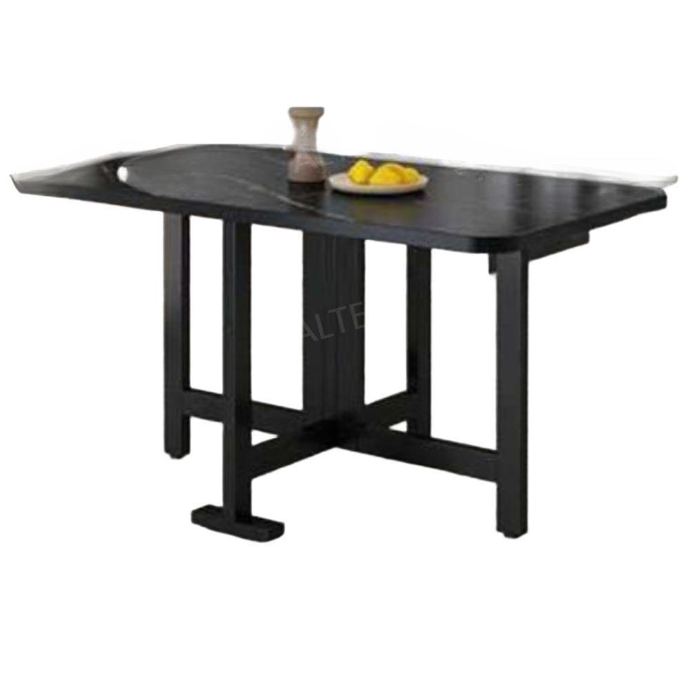 간단한 접이식 테이블 직사각형 임대 가정용 작은 식탁 블랙대리석 120x80x75cm - 상품 이미지