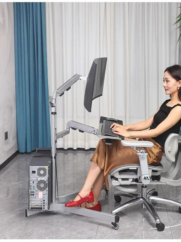 누워서하는 컴퓨터 책상 침대 게이밍 은색 테이블 45cm 키보드 실버 - 상품 이미지
