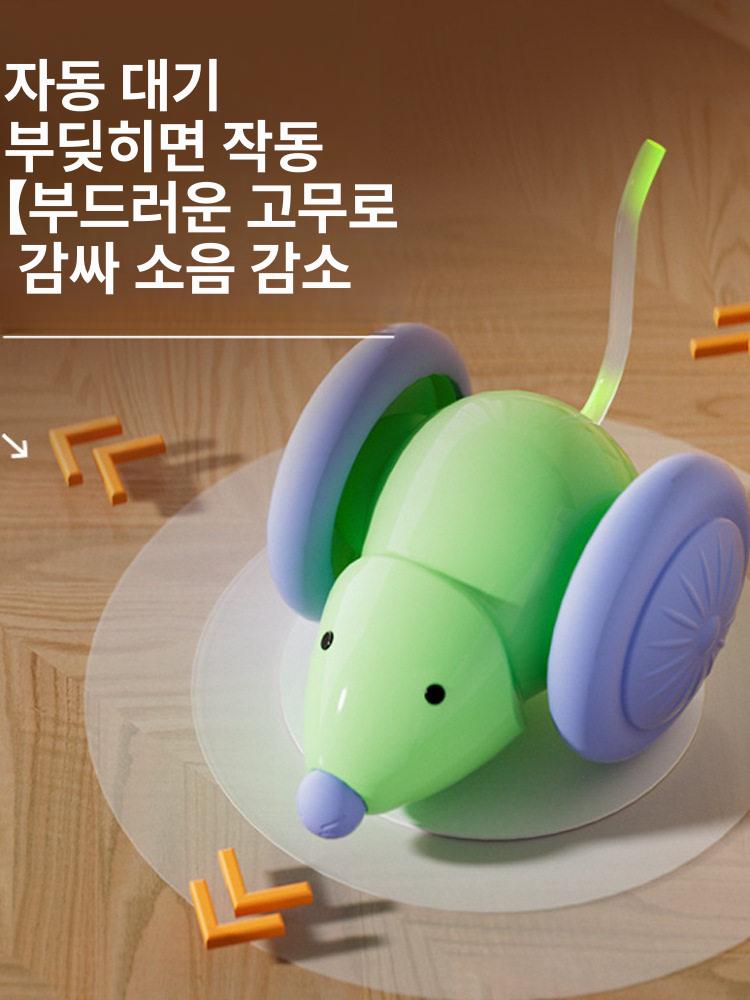 고양이 자동장난감 반려묘 꼬리조명 장난감쥐 롤링 마우스 1개+목걸이 고양이 긁기 스틱 - 상세 이미지 4