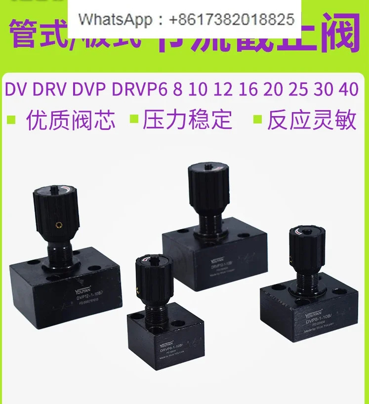 DVP 유압 DRVP 단방향 DRV 스로틀 스톱 밸브 DV10/12/16/20/25/30/6/40-1-10 B/2