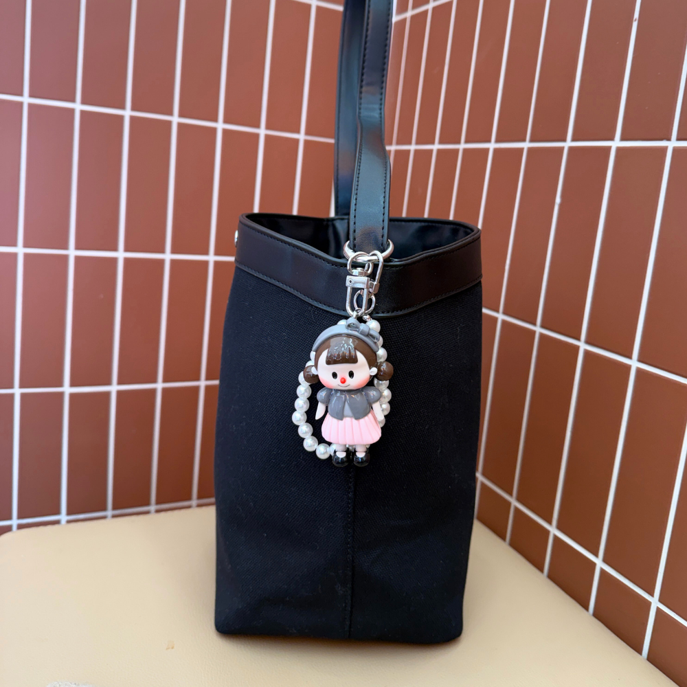 피오니크 무드프렌즈 핑크플리츠 니트룩 캐릭터 키링 귀여운 가방꾸미기 키홀더 이미지 6