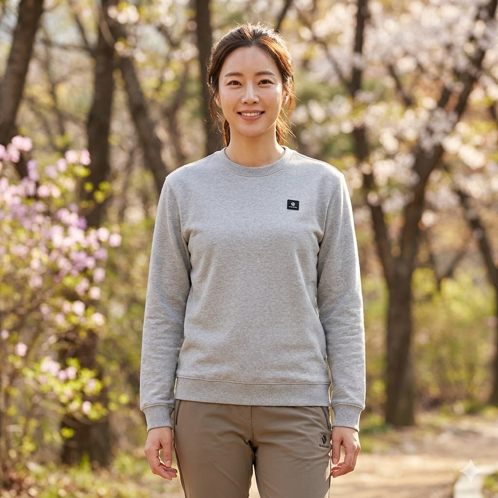 블랙야크 공용 가을 간절기 아웃도어 기모 스판 라운드 커플 맨투맨티셔츠 - 상품 이미지