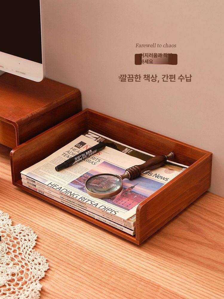 서류보관함 다층 파일 지류함 문서 나무 원목 단층 원목 3단 - 상세 이미지 4