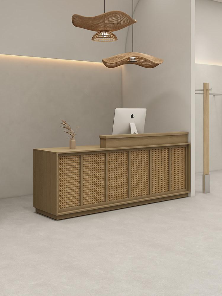 라탄 우드카운터 매장 안내데스크 계산대 인포 제작 노스아메리칸 월넛 A 120x50x100cm - 상세 이미지 5
