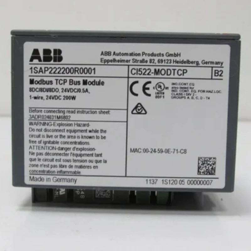 ABB PLC AC500 확장 모듈 CI501-PNIO CI502-PNIO CI522-MODTCP TA525 CI521-MODTCP CI511-ETHCAT CI512-ETHCAT