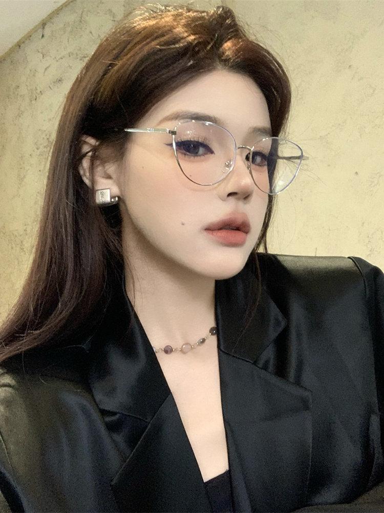 캣아이 안경 안경테 캣츠아이 하금테 뿔테 빈티지 복고 호피 투명테 - 상세 이미지 3