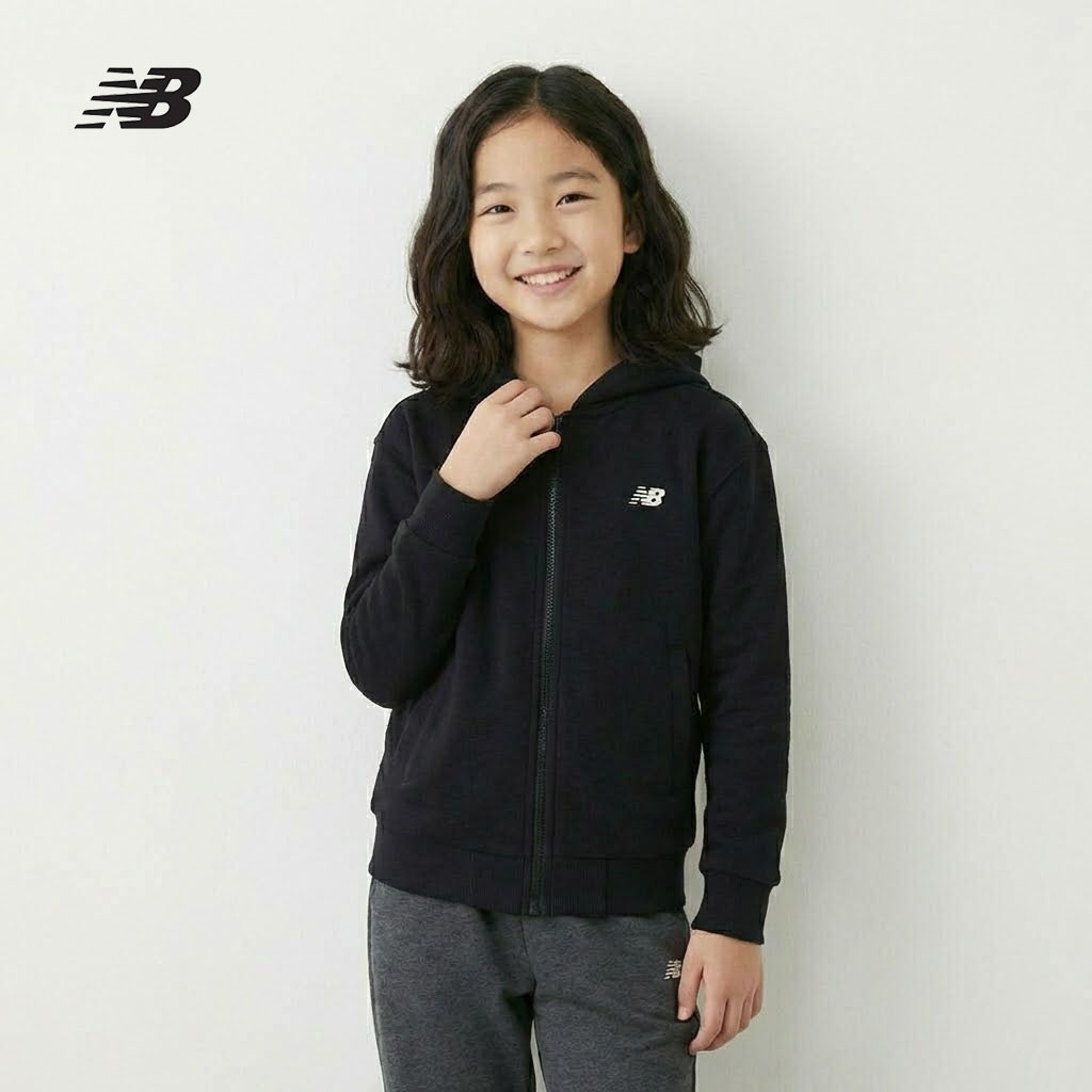 [국내매장판] 뉴발란스키즈 주니어 후드집업 트레이닝 자켓 초등 남아 여아 간절기 아우터 블랙, 165 - 상품 이미지