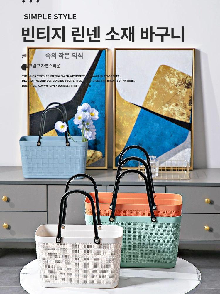 목욕바구니 휴대용 손잡이 가방 실리콘 수영장 라지 코랄 - 상세 이미지 2