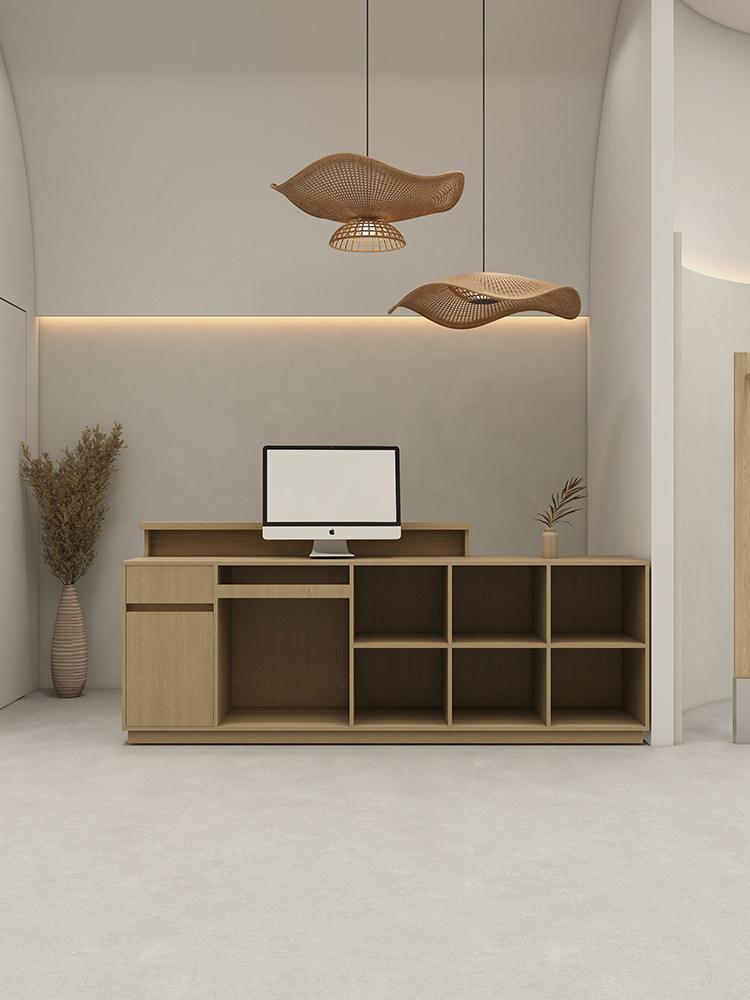 라탄 우드카운터 매장 안내데스크 계산대 인포 제작 노스아메리칸 월넛 A 120x50x100cm - 상세 이미지 3