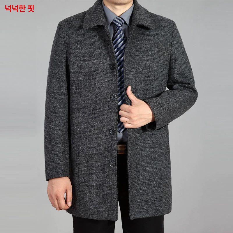 중년 남성 모직 코트 아빠 정장 하프 반코트 차이나 - 상세 이미지 3