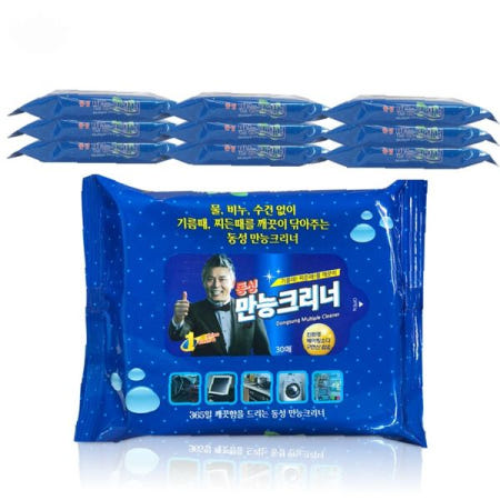 티슈형 만능세정제 30매x10개 주방 욕실 찌든때 기름때 제거 청소용품 물티슈