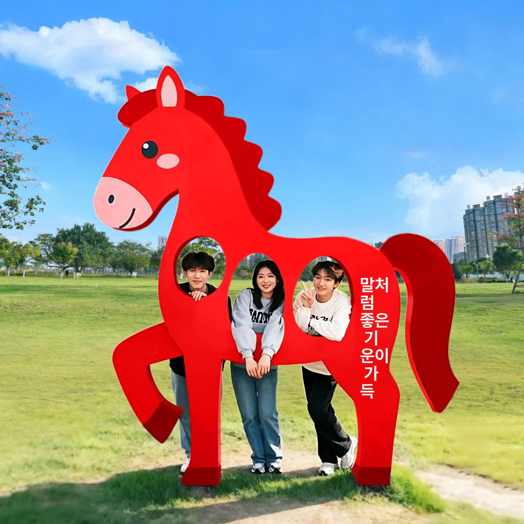 가죽키링 말띠해 이미지 레드 가방키링 삼재띠 붉은말 말장식품 굿즈 쿠션 - 상세 이미지 5