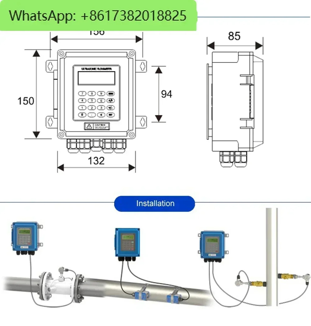 TUF-2000B-TM-1 변환기 DN50mm-DN700mm 초음파 액체 유량계 벽 장착형 ModBus