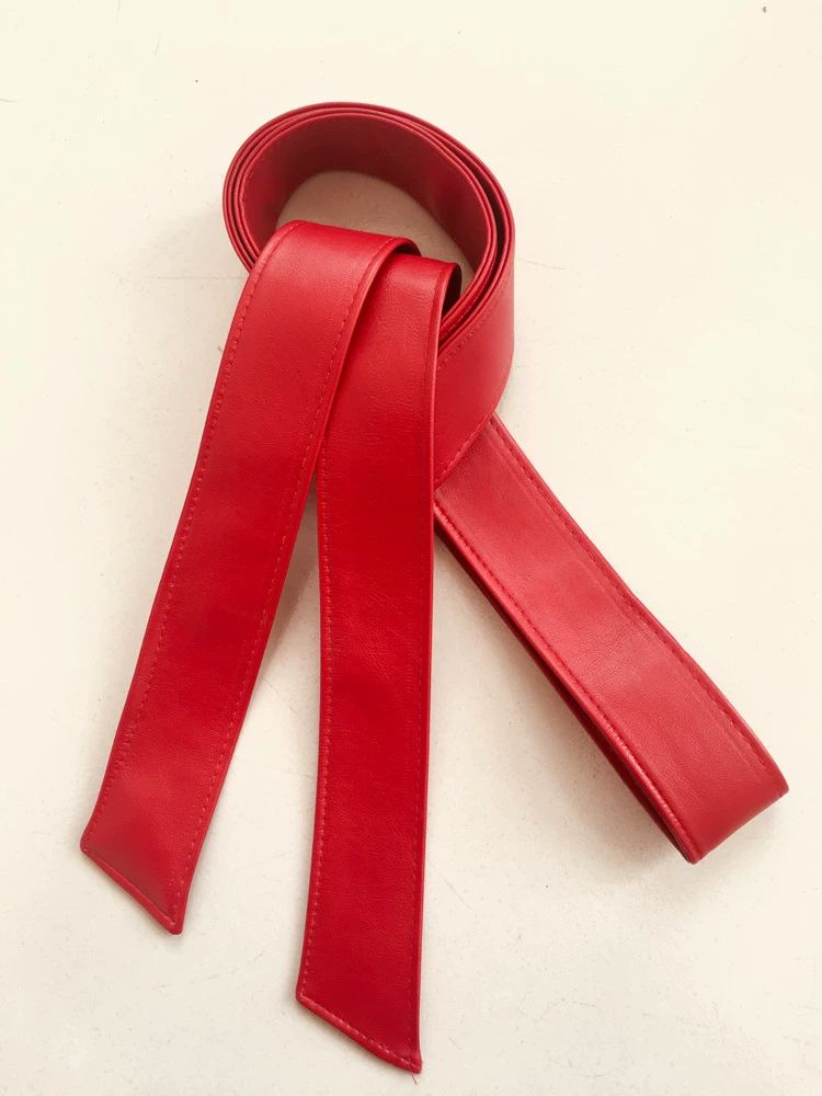 트렌치코트 양가죽 벨트 여성 원피스 코디 와이드 스트랩 - 상세 이미지 4
