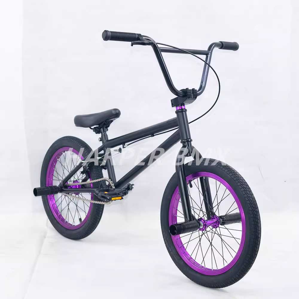 BMX 자전거 몰리브덴강 크롬 묘기 스턴트 블랙과 보라색 이미지 6
