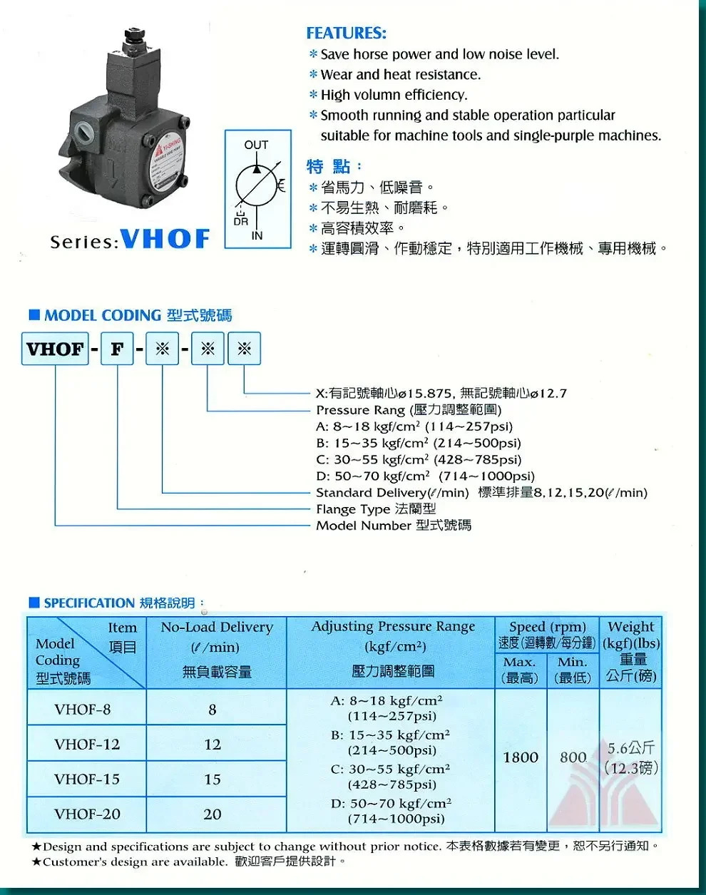 VP - 12/15/40 FA3 가변 베펌프 VHIF-30-D 오일 펌프 VHOF-20