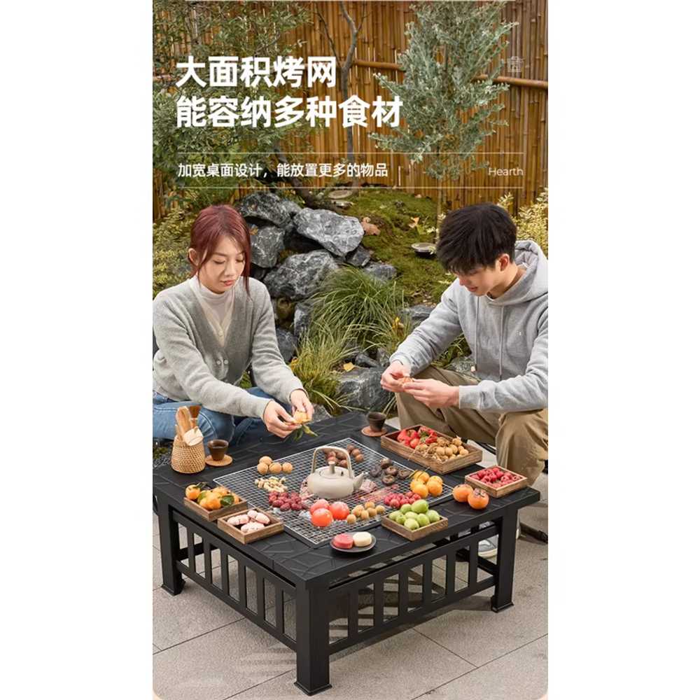야외 화로 테이블 알루미늄 캠핑 철제 그릴팬 삼겹살 두꺼운 탁상용 벽난로 테두리 - 상세 이미지 4