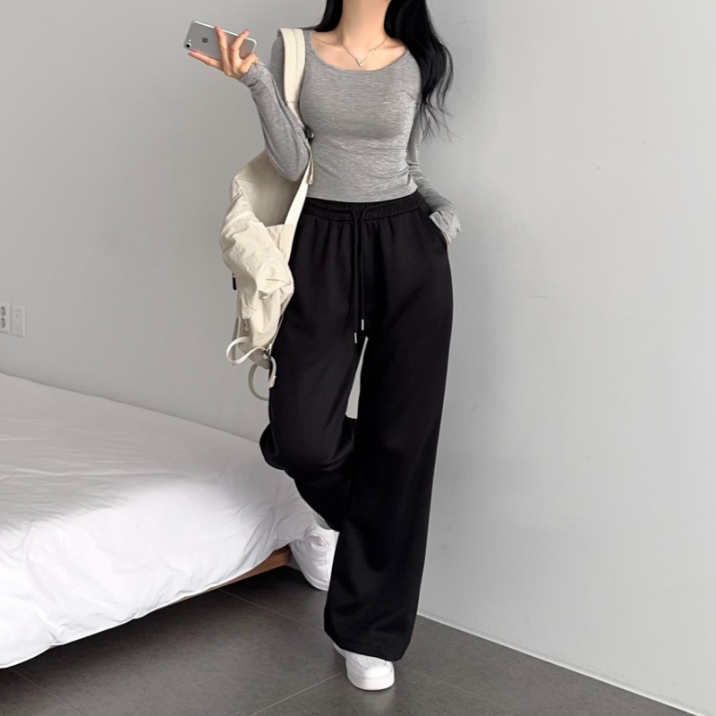 봄 부츠컷 고무줄바지 세미와이드팬츠 이미지 7
