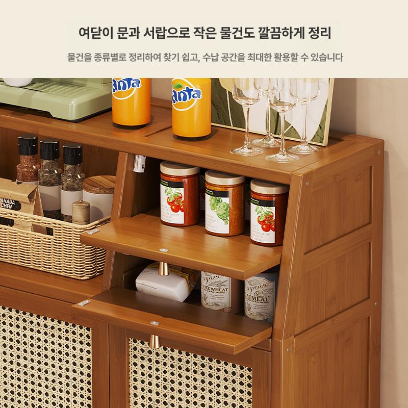 욕실앞수납장 서랍 보관함 수납대 정리함 뱀부 서랍장 미닫이문단서랍 빈티지 - 상세 이미지 3