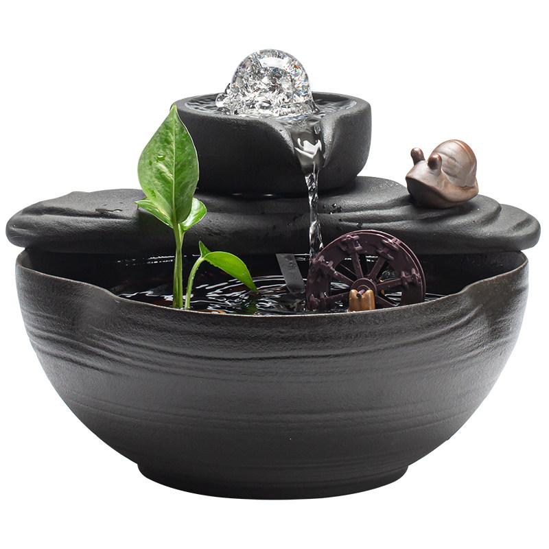 미니 분수 인테리어 탁상용 풍수 세라믹 돌수반 가습기