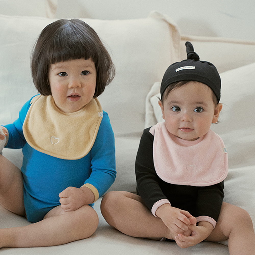 올포홈 로고 테리빕 아기 턱받이 침받이 순면 두겹 아이보리 국내제작 이미지 6