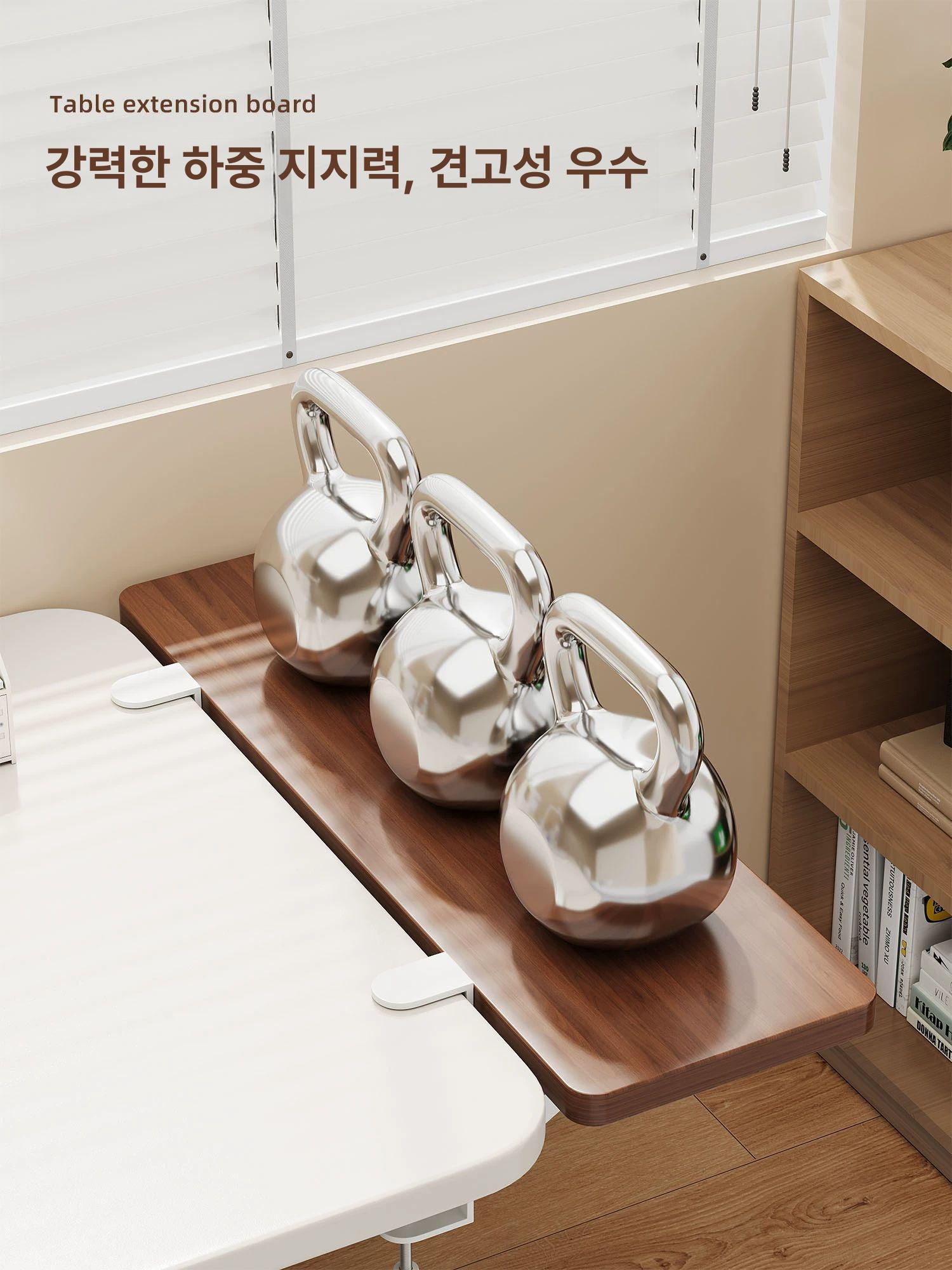책상확장 틈새책상 보조 튼튼한 공간활용 접이식 서재 90 x 24 블랙+월넛 - 상세 이미지 3