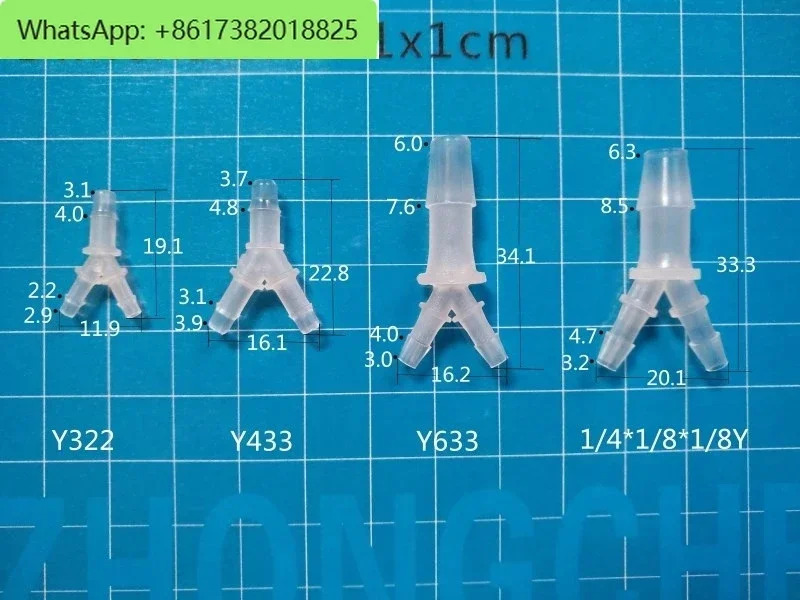20Pcs PP 중소형 티 파이프 조인트 플라스틱 비스듬티 유연직경 Y 형