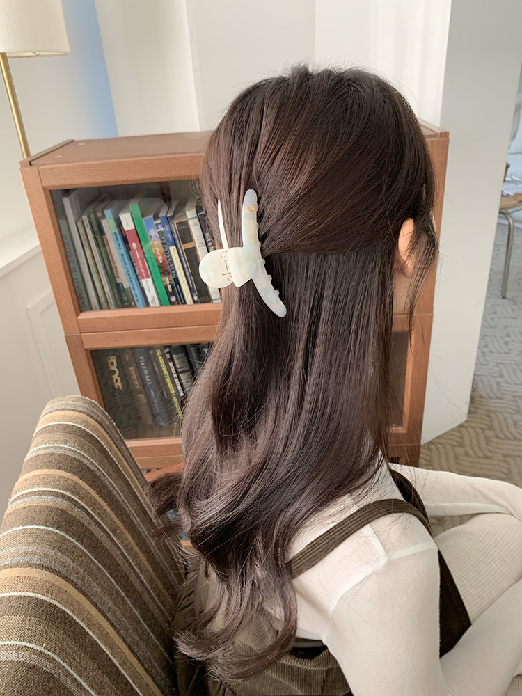 [제작] 아치 실루엣 헤어클로 - 반묶음 올림머리 반달 마블 패턴 셀룰로오스 집게핀 이미지 2