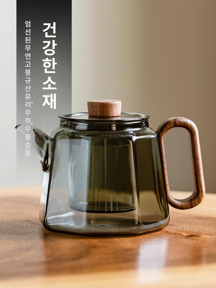 유리 간편한 차주전자 필터 포함 홈카페 티 우리기 꽃차 500ml 투명 401ml 에서 500ml - 상세 이미지 5