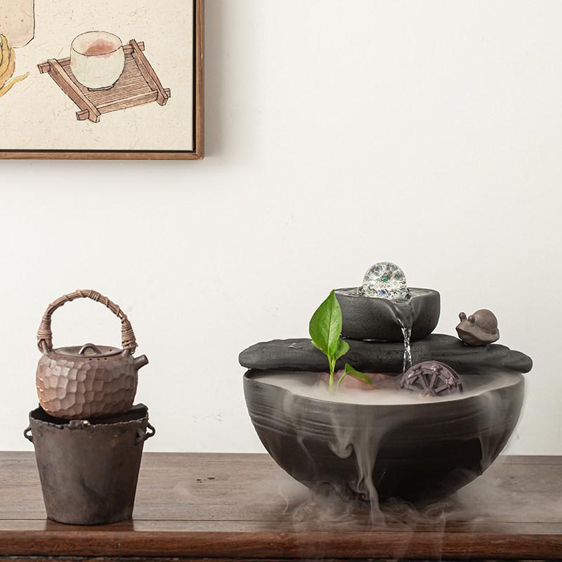 미니 분수 인테리어 탁상용 풍수 세라믹 돌수반 가습기