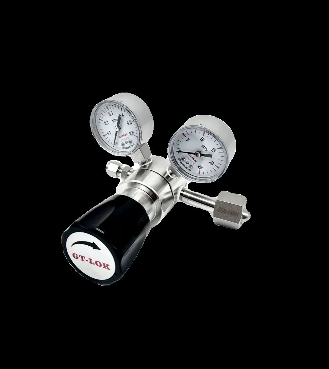 고압 질소 레귤레이터 알곤게이지 자체 스텐 가스 감압기 이중 게이지 25 0.16mpa 다이어프램 - 상품 이미지