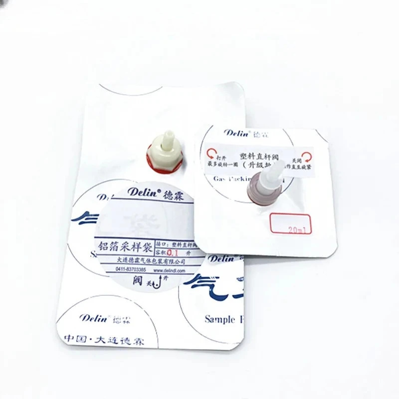 2PCS 알루미늄 호일 샘플링 백 수집 단일 밸브 직선 막대 밸브무작위