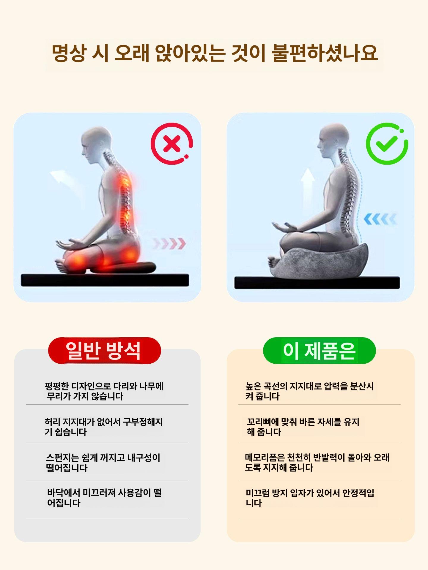메모리폼 명상 플로어 정사각형 사무실 의자 요가용 좌선 스타리그레이 - 상세 이미지 2