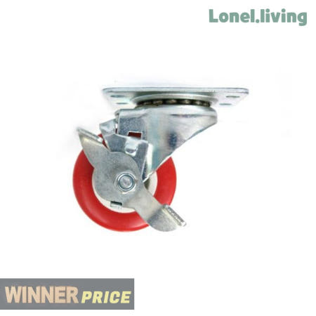 세이온코리아협력사 로넬리빙 PVC바퀴 캐스터 스톱바퀴 레드 사이즈선택 산업용 가구 의자 테이블 운반용