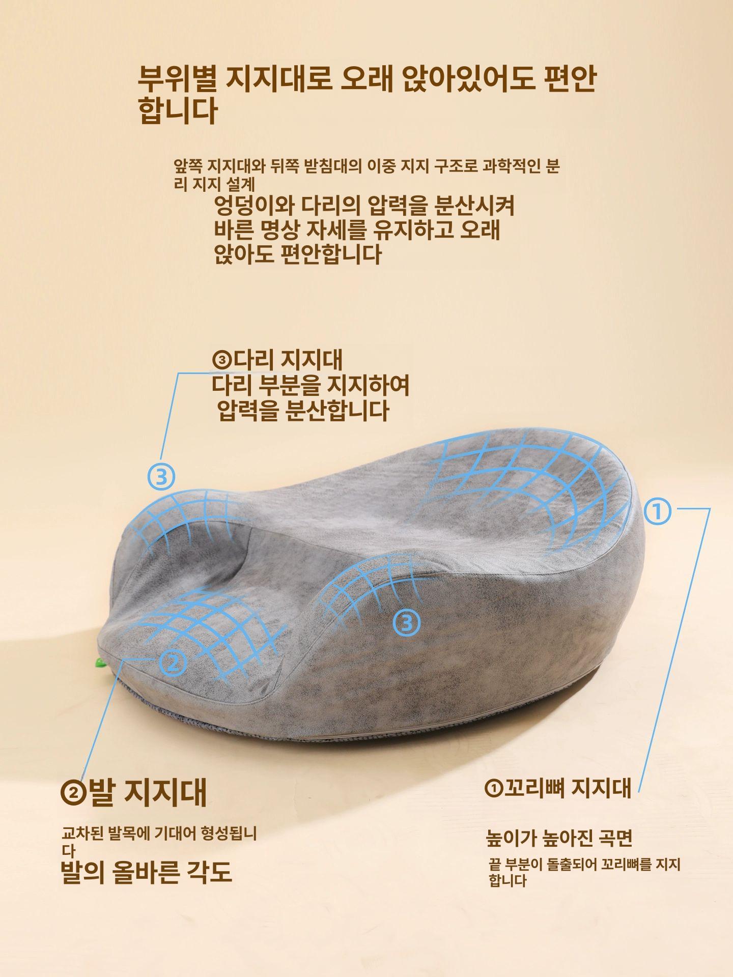 메모리폼 명상 플로어 정사각형 사무실 의자 요가용 좌선 스타리그레이 - 상세 이미지 3