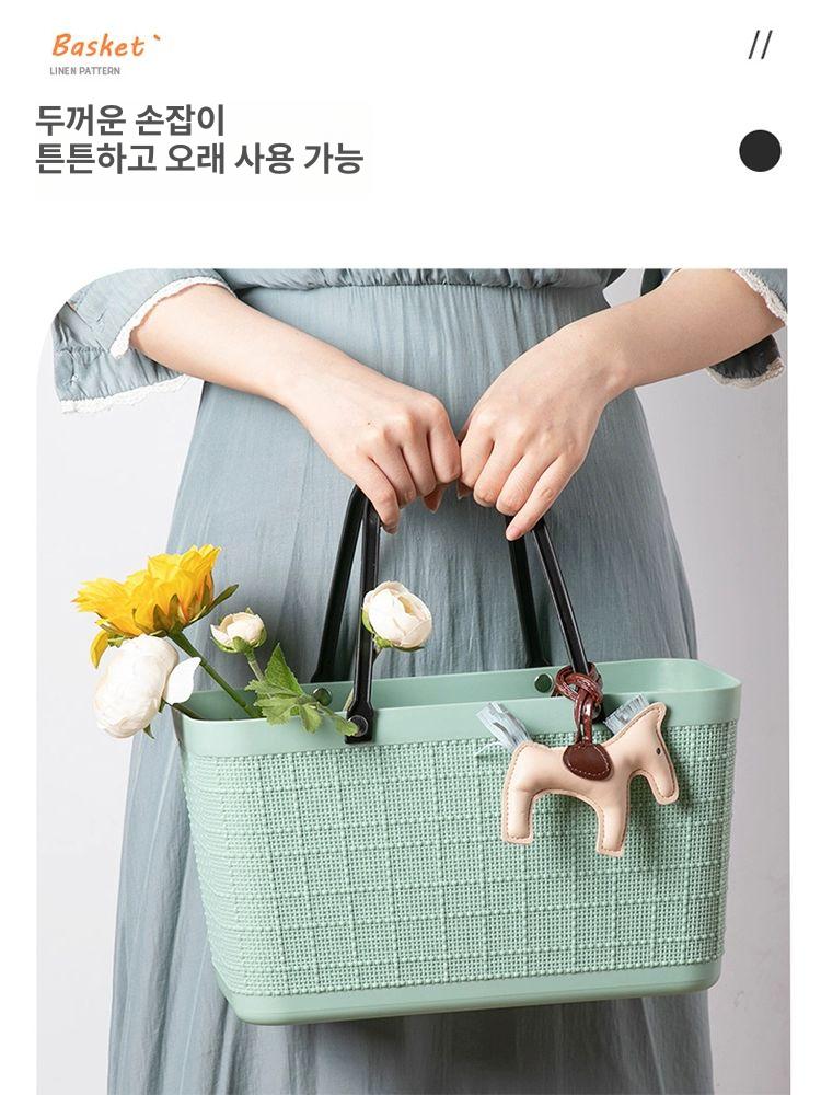 목욕바구니 휴대용 손잡이 가방 실리콘 수영장 라지 코랄 - 상세 이미지 3