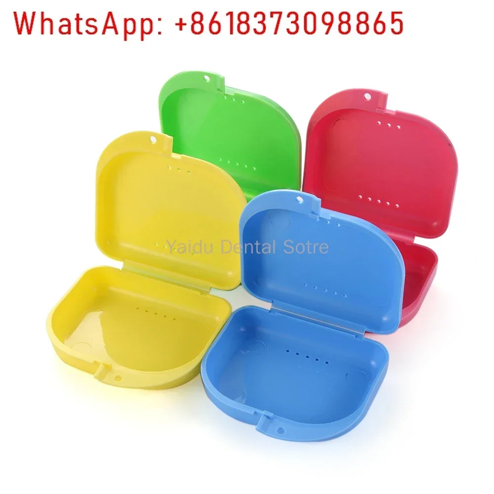60pcs 치열 플라스틱 상리테이너 케이스 구멍 입 가드 틀니 보관 상틀니 보호