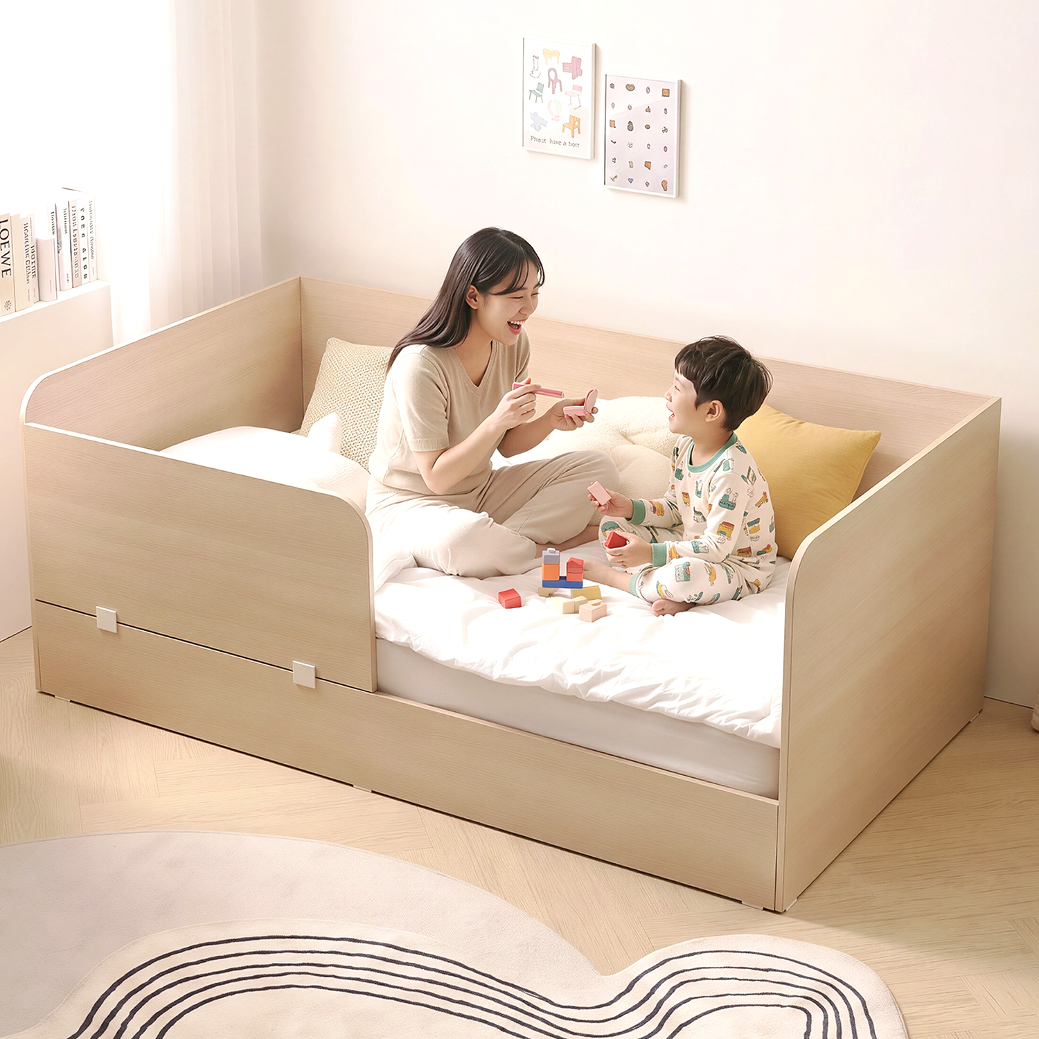 가드형 침대 데이베드 저상형 침대 프레임 중학생 수납 SS(슈퍼싱글), 메이플