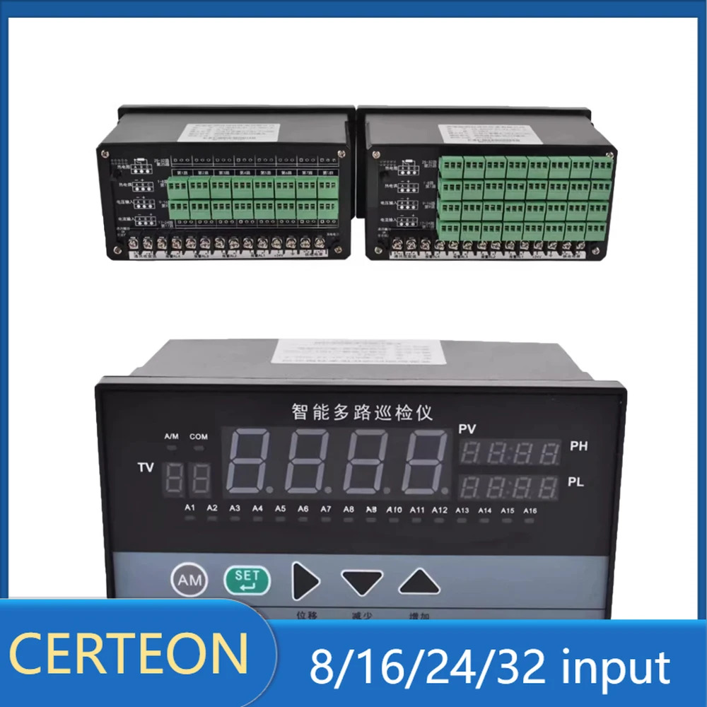 CERTEON 지능형 온도 검사 장비 8 16 24 32 채널 4-20mA RS485 AC220V 4방향 릴레이 알람 범입력