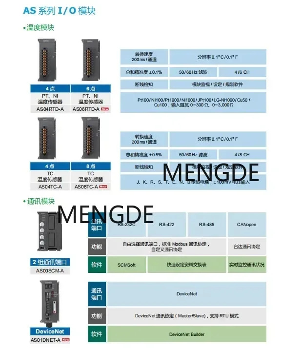 Delta AS 시리즈 아날로그 모듈 AS04AD-A AS04DA-A AS08AD-B AS08AD-C AS06XA-A AS04RTD-A AS04TC-A AS02LC-A AS08T