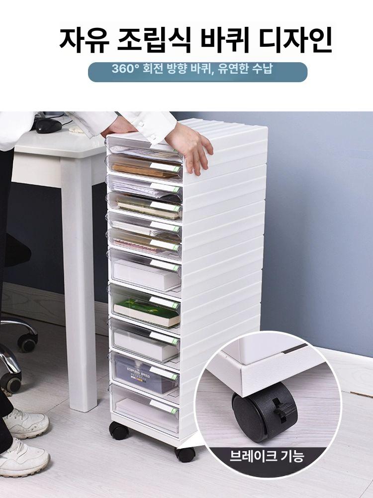 도화지 보관대 용지 수납장 2 서랍 계단식 서류 이동식 A41 세트 모델 8 6단 깊은 서랍 0.7mm - 상세 이미지 3