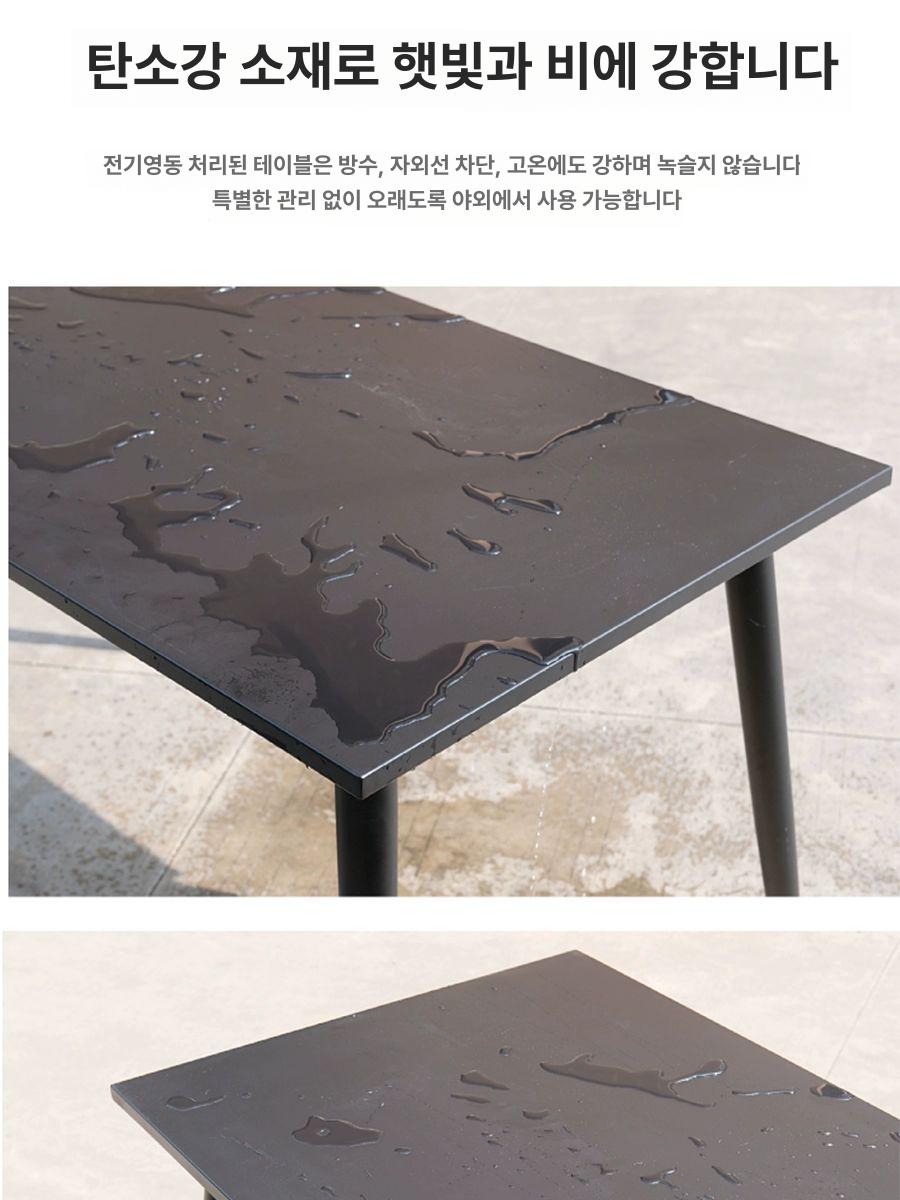 테이블 세트 엔틱스타일 휴게실가구 원탁 업소용가구 철제 의자 4개 블랙 80cm 원형 테이블 - 상세 이미지 4